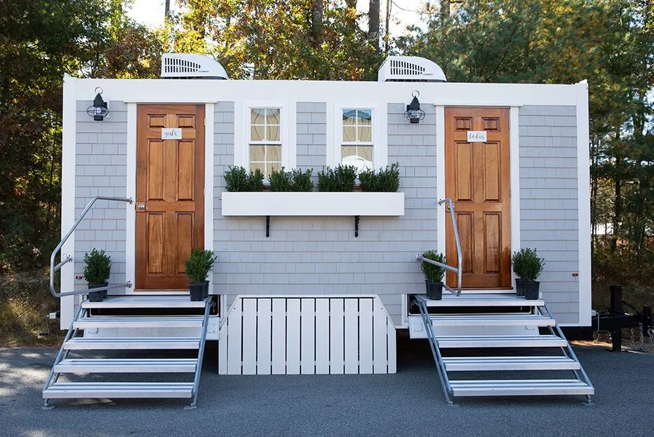 Wedding restroom units discretely staged at a venue in Florence, South Carolina